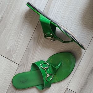 green gucci flip flops